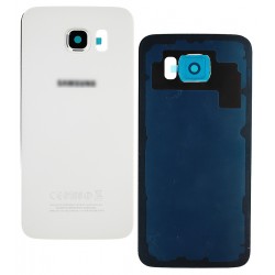 Задняя панель корпуса для Samsung G920F Galaxy S6, белый, со стеклом камеры, УЦЕНКА (следы клея на крышке и не большой скол на стекле камеры)