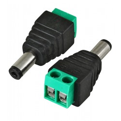 Штекер питания DC 5,5x2,1 mm с клеммной колодкой, двухсекционный Штекер питания DC 5,5x2,1 mm с клеммной колодкой, двухсекционный