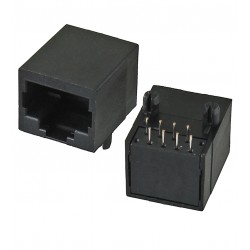 Гнездо 8p8c RJ45 на плату L=17.7mm угловое черное Гнездо 8p8c RJ45 на плату L=17.7mm угловое черное