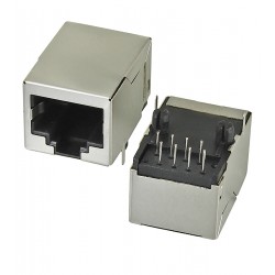 Гнездо 8p8c RJ45 на плату L=21mm угловое экранир. черное Гнездо 8p8c RJ45 на плату L=21mm угловое экранир. черное