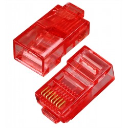 Конектор 8р8с (RJ-45), Merlion категорія-5, червоний, 1шт