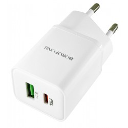 Сетевое зарядное устройство Borofone BN7 QC3.0+PD20W, белое