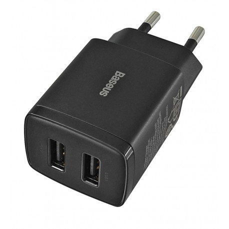 Зарядний пристрій Baseus Compact 10,5Вт, 2A, 2 USB, чорний CCXJ010201
