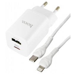 Зарядное устройство Hoco N13 PD30W+QC3.0 Type-C To Lightning, белое