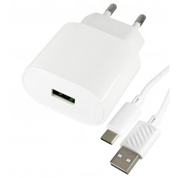 Зарядное устройство Hoco C109A Fighter |1USB, 18W/3A, QC,с кабелем Type-C - USB, белое Зарядное устройство Hoco C109A Fighter |1USB, 18W/3A, QC,с кабелем Type-C - USB, белое