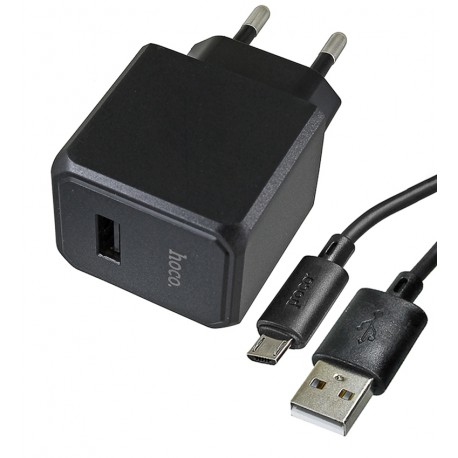 Зарядное устройство Hoco CS11A Ocean single port charger с Micro-USB кабелем |1USB, 2.1A/10.5W| (black)