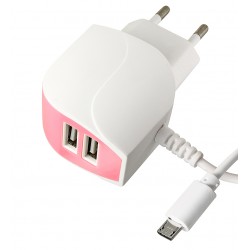 Зарядное устройство led 2A, 2USB и MicroUSB