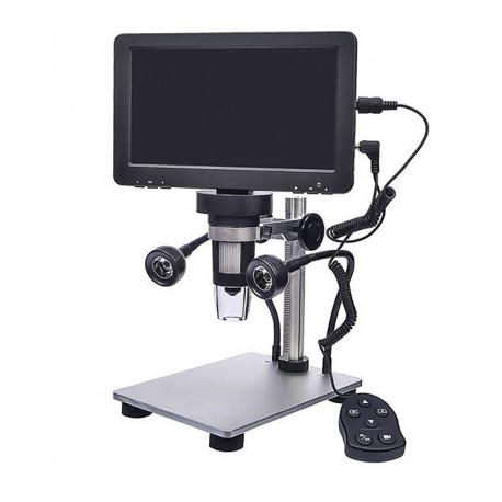 Мікроскоп цифровий DM9 з монітором 7", запис відео та фото на microSD (16gb class 10), фокус 20-170 мм, кратність збільшення 800X