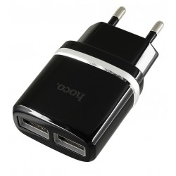 Зарядное устройство Hoco C12, 2USB 2,4A, черное
