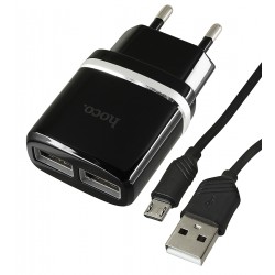 Зарядное устройство Hoco C12 2USB 2,4A + кабель Micro-USB (Белый)