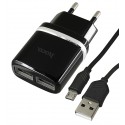 Зарядное устройство Hoco C12 2USB 2,4A + кабель Micro-USB (Белый)
