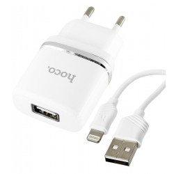 Зарядное устройство Hoco C11 1USB 1,2A + кабель lightning (Белый)