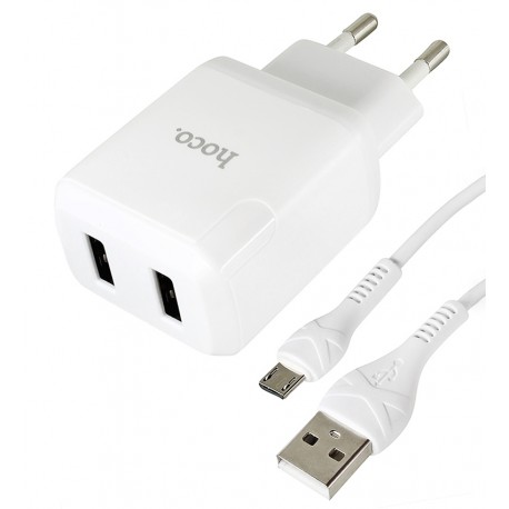 Зарядное устройство Hoco N7 Speedy dual port charger с Micro-USB кабелем, белое