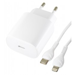 Зарядное устройство Hoco N22 PD25W+QC3.0 Type-C To Lightning, белое