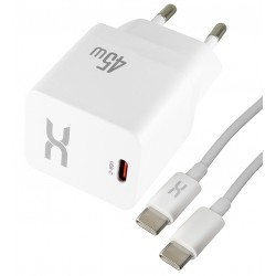 Зарядное устройство DC CA-F09, 2в1 Type-C PD/45W, белое Зарядное устройство DC CA-F09, 2в1 Type-C PD/45W, белое