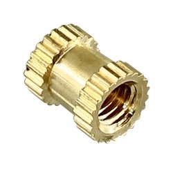 Гофрированная запрессовочная втулка латунная с резьбой M3 висота 6мм, ширина 5мм, 10шт