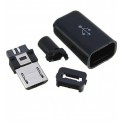 Штекер micro-USB, 5 pin, розбірний, тато , чорний