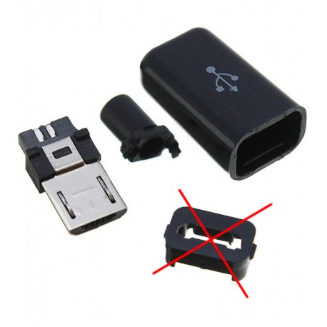 Штекер micro-USB, 5 pin, розбірний, "тато", чорний, не комплект (можна залити компаундом або термоклеєм для фіксації)