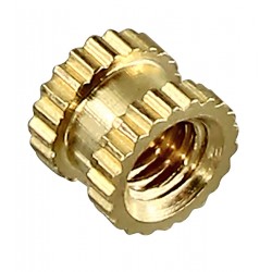 Гофрированная запрессовочная втулка латунная с резьбой M3 висота 4мм, ширина 5мм, 10шт