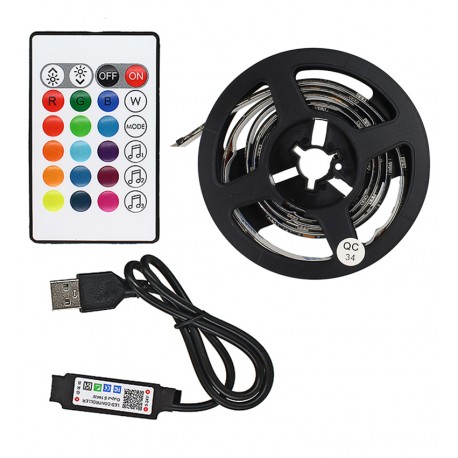 Світлодіодна стрічка для фонового підсвічування ТВ (5050 30LED/m, RGB, 1 метр, живлення від 5В USB, пульт, Bluetooth)