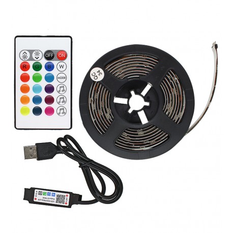 Світлодіодна стрічка для фонового підсвічування ТВ (5050 30LED/m, RGB, 2 метри, живлення від 5В USB, пульт, Bluetooth)