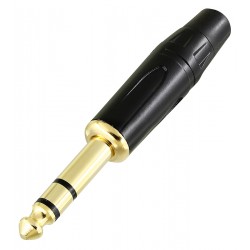 Штекер JACK 6,3 стерео, gold, металлический корпус, черный Штекер JACK 6,3 стерео, gold, металлический корпус, черный