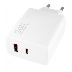 Зарядное устройство MDY GaN, QC3.0+PD, 67W, белое Зарядное устройство MDY GaN, QC3.0+PD, 67W, белое