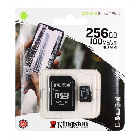Карта памяти 256 GB microSDXC Kingston Canvas Select Plus Class 10 UHS-I R100Mb/s