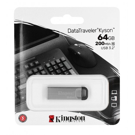 Флешка 64Gb, Kingston DT Kyson, USB3.2, DTKN/64Gb, Silver/Black