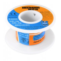 Припой Mechanic HX-T100, Sn 63%, Pb 37%, flux 1-3%, 0,6 мм, 50 г Припой Mechanic HX-T100, Sn 63%, Pb 37%, flux 1-3%, 0,6 мм, 50 г