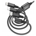Кабель Micro-USB+Lightning+Type-C+Type-C - USB, 4 в1, Hoco X76 Super charging cable, 1 метр, 2А, чорний, чорний