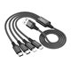 Кабель Micro-USB+Lightning+Type-C+Type-C - USB, 4 в1, Hoco X76 Super charging cable, 1 метр, 2А, черный, черный