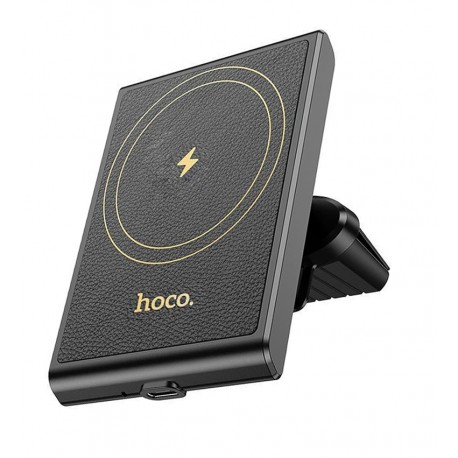 Автотримач з бездротовою зарядкою Hoco HW19 Precious magnetic wireless 15Вт MagSafe 4.5-7", магнітний в решітку, чорний