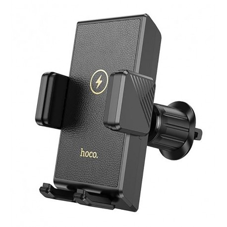Автодержатель с беспроводной зарядкой Hoco HW21 Precious magnetic wireless 15Вт MagSafe 4.5-7", зажимной магнитный в решетку, черный