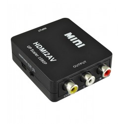 Перехідник конвертер MINI, HDMI в AV (гн.HDMI (IN)- 3гн.RCA(OUT)), чорний Перехідник конвертер MINI, HDMI в AV (гн.HDMI (IN)- 3гн.RCA(OUT)), чорний