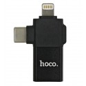 Перехідник Hoco UA17 IP male/Type-C male to USB female two-in-one, чорний