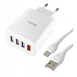 Зарядное устройство Hoco C102A Fuerza four-port charger |4USB, 28,5W/3A, QC3.0| (white) Зарядное устройство Hoco C102A Fuerza four-port charger |4USB, 28,5W/3A, QC3.0| (white)