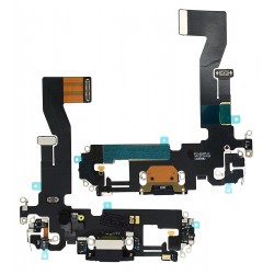Шлейф для Apple iPhone 12, iPhone 12 Pro, конектора зарядки, чорний, з компонентами, з мікрофоном, Original (PRC) Шлейф для Apple iPhone 12, iPhone 12 Pro, конектора зарядки, чорний, з компонентами, з мікрофоном, Original (PRC)