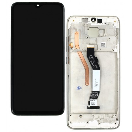 Дисплей для Xiaomi Redmi Note 8 Pro, білий, з сенсорним екраном, з рамкою, High quality, M1906G7I, M1906G7G