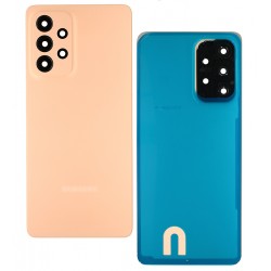 Задня панель корпуса для Samsung A536 Galaxy A53 5G, персиковий, із склом камери