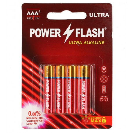 Батарейка PowerFlash Ultra Alcaline R03 (AAA) 4шт.