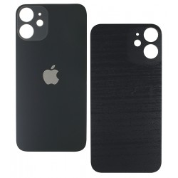 Задняя панель корпуса для Apple iPhone 12 Mini, черная, без снятия рамки камеры, big hole Задняя панель корпуса для Apple iPhone 12 Mini, черная, без снятия рамки камеры, big hole