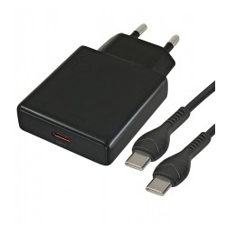 Зарядное устройство Hoco N37 с кабелем Type-C - Type-C |Type-C, 20W/3A, PD/QC| (black) Зарядное устройство Hoco N37 с кабелем Type-C - Type-C |Type-C, 20W/3A, PD/QC| (black)