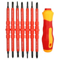 Набор диэлектрических отверток HandsKit с сменными стержнями (14 в1), в упаковке Набор диэлектрических отверток HandsKit с сменными стержнями (14 в1), в упаковке