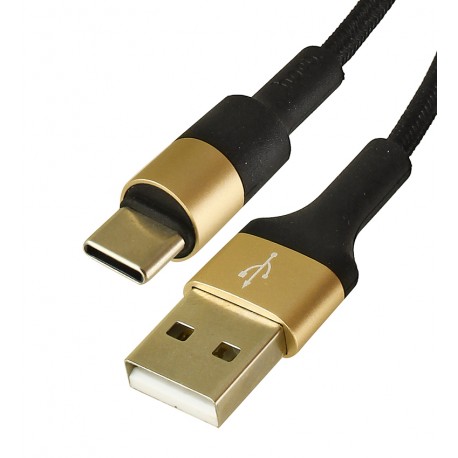 Кабель Type-C - USB, Hoco X26, круглий, 1 метр, у тканинному обплетенні, black - gold