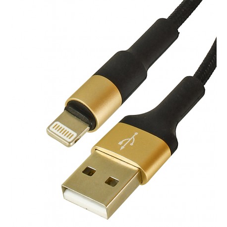 Кабель Lightning - USB, Hoco X26, круглий, 1 метр, у тканинному обплетенні, black - gold