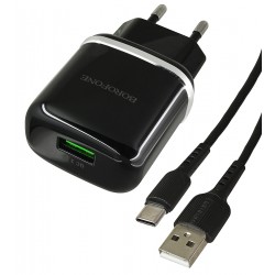 Зарядное устройство Borofone BA36A 1USB QC , 3A, 18W + кабель USB - Type-C Зарядное устройство Borofone BA36A 1USB QC , 3A, 18W + кабель USB - Type-C