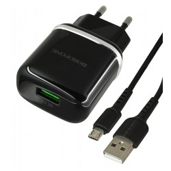 Зарядное устройство Borofone BA36A 1USB QC , 3A, 18W + кабель USB - Micro-USB Зарядное устройство Borofone BA36A 1USB QC , 3A, 18W + кабель USB - Micro-USB