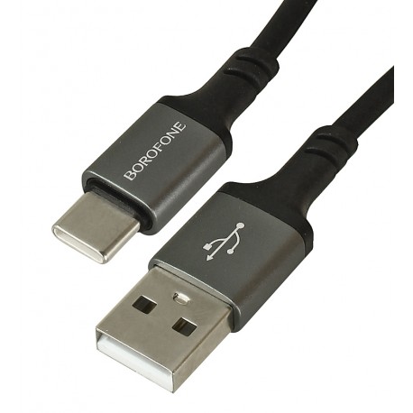 Кабель Type-C - USB, Borofone BX83, 1 м, 3А, силіконовий, чорний