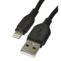 Кабель Lightning - USB, Borofone BX42, 1 м, 2,4А, силіконовий, чорний